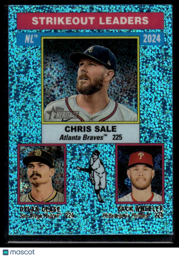 2025 Topps Heritage Zack Wheeler / Dylan Cease / Chris Sale LL #203 Chrome Light Blue Sparkle Refractor