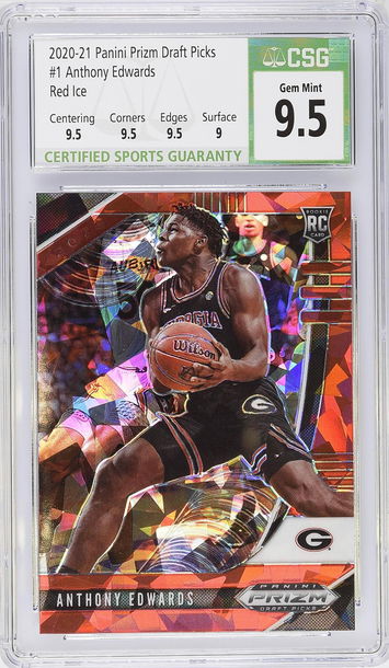 2020 Prizm Draft Picks Anthony Edwards Red Ice #1 CSG 9.5 Gem Mint