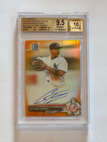 2017 Bowman Chrome Gleyber Torres Auto Orange Refractor #/25 BGS 9.5/10