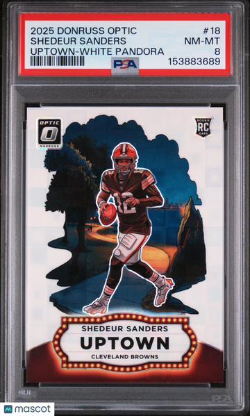 2025 Panini Donruss Optic Uptown Shedeur Sanders #18 White Pandora PSA 8