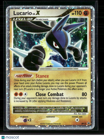 2007 Diamond & Pearl Lucario LV.X Holo Black Star Promo #DP12