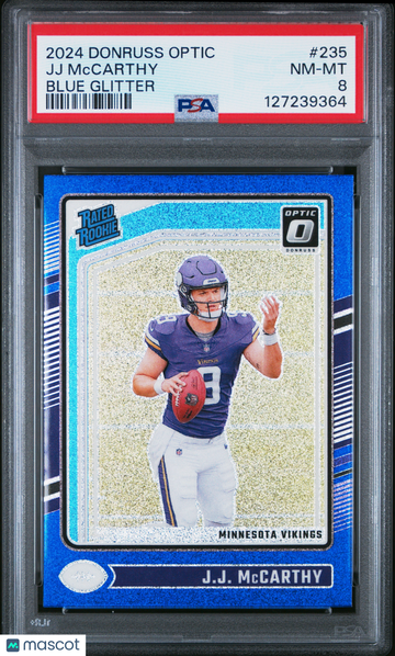 2024 Panini Donruss Optic JJ Mccarthy #235 Blue Glitter PSA 8