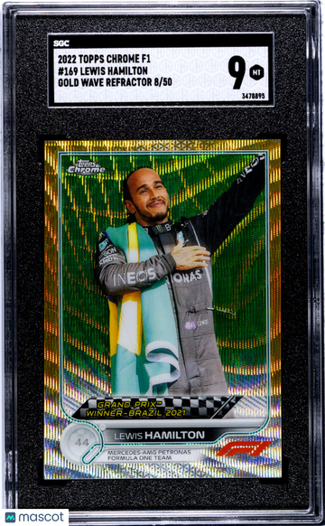 2022 Topps Chrome F1 Lewis Hamilton #169 Gold Wave Refractor SGC 9