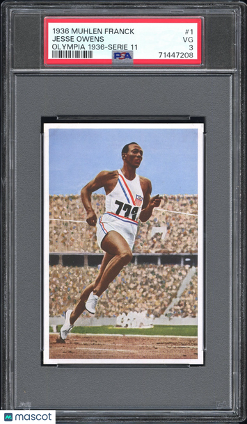 1936 Muhlen Franck Olympia 1936 Jesse Owens #1 Serie 11 PSA 3