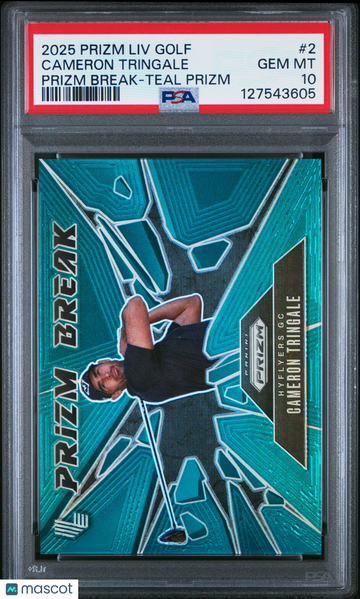 2025 Panini Prizm LIV Golf Prizm Break Cameron Tringale #2 Teal PSA 10