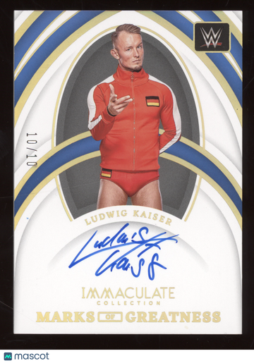 2022 Panini Immaculate Collection WWE Marks of Greatness Ludwig Kaiser #MG-LWK Gold /10