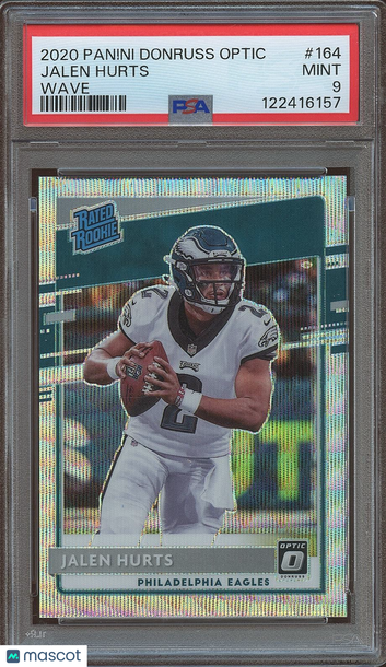 2020 Panini Donruss Optic Jalen Hurts #164 Wave Prizm Parallel/Variety Rookie Base Set PSA 9