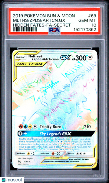 2019 Pokemon Sun & Moon Hidden Fates Artcn. GX Mltrs Zpds Hidden Fates-Fa-Secret PSA 10 #69
