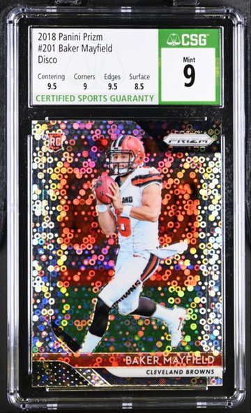 Baker Mayfield Rookie Prizm Disco Graded CSG 9