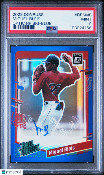 2023 Panini Donruss Optic Rated Prospect Signatures Miguel Bleis #RPSMB Optic Rp Sig-Blue PSA 9
