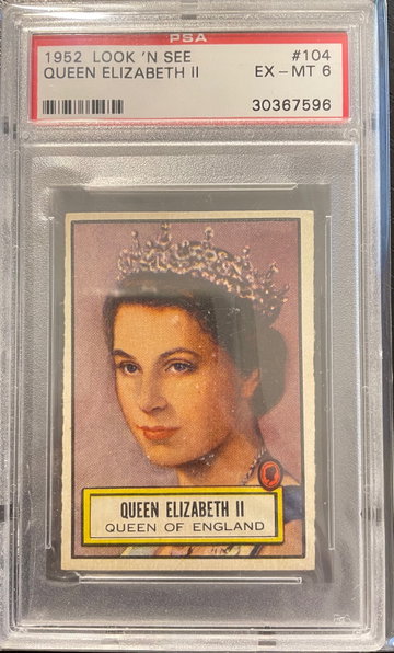 1952 Topps Look 'N See #104 Queen Elizabeth II PSA 6 - EX/MT