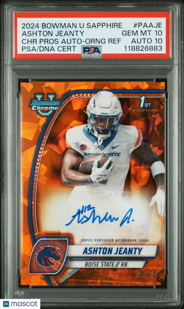 2024 Bowman Sapphire Ashton Jeanty #PAAJE Orange Refractor Auto /25 PSA 10 Auto 10