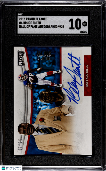 2018 Panini Playoff Bruce Smith #6 Hall Fame Autograph SGC 10
