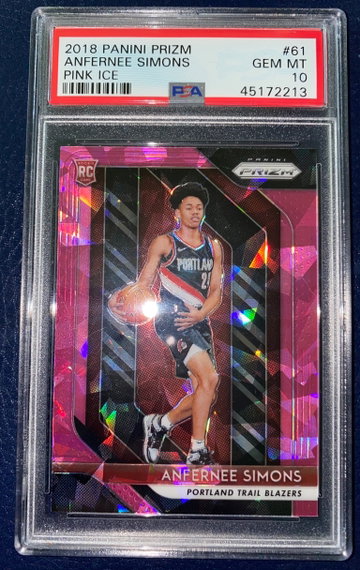 Anfernee Simons 2018/19 Prizm Pink Ice Prizm #61 PSA 10