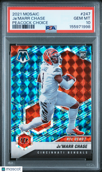 2021 Panini Mosaic Ja’Marr Chase #247 Peacock Choice PSA 10