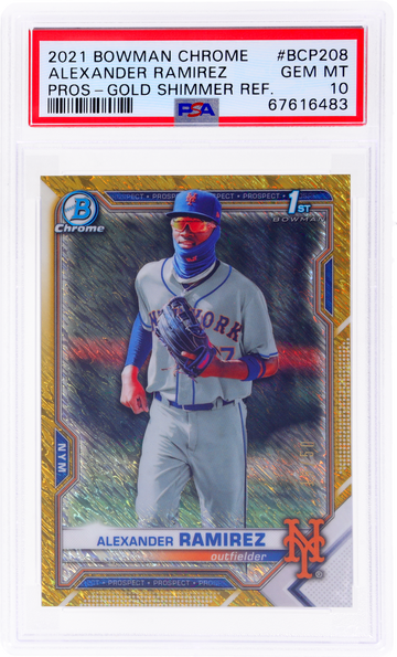 2021 Bowman Chrome Prospects Gold Shimmer Refractor Alexander Ramirez #BCP208 /50 PSA 10