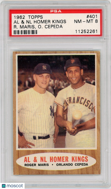 1962 Topps Al & NL Homer Kings #401 R. Maris O. Cepeda PSA 8