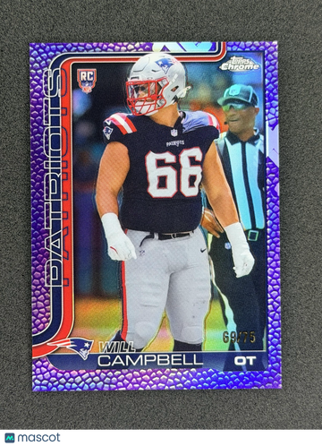 2025 Topps Chrome Will Campbell #379 Football Leather Purple SN RC
