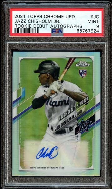 2021 Topps Chrome Update Jazz Chisholm Jr Rookie Debut Auto PSA 9