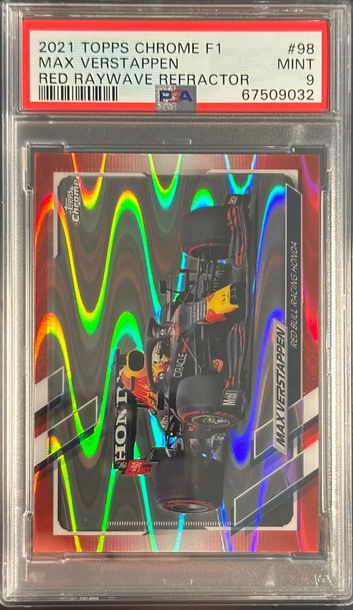 2021 Topps Chrome F1 Max Verstappen Red Raywave Refractor /5 Formula 1 Red Bull Car #98