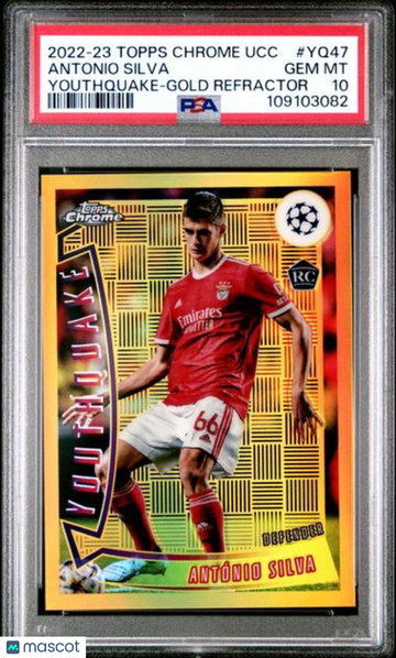 2022-23 Topps Chrome UEFA Club Competitions Youthquake Antonio Silva #YQ47 Gold Refractor PSA 10