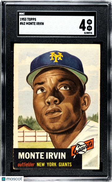1953 Topps Monte Irvin #62 SGC 4