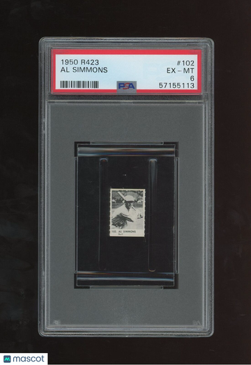 1950 1952 R423 Oak Al Simmons #102 Orange Back PSA 6