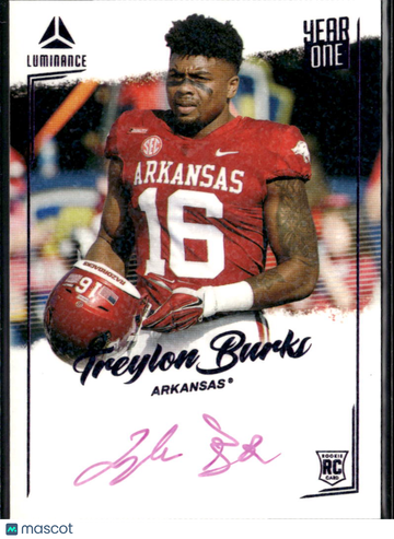 Treylon Burks 2022 Panini Luminance Year One RC Auto Arkansas Razorbacks
