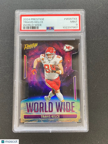 2024 Panini Prestige World Wide Travis Kelce #WWTKE Die-Cut PSA 9