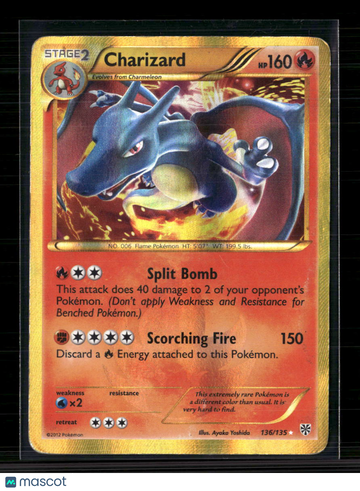 2012 Boundaries Crossed Charizard Holo Secret Rare SR #136/135