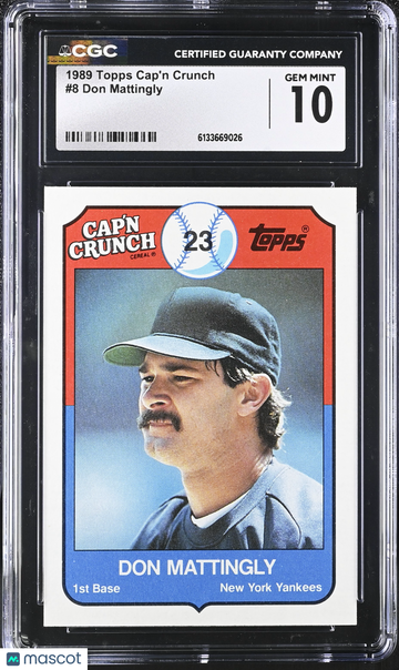 1989 Topps Cap'n Crunch Don Mattingly #8 CGC 10