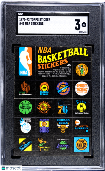 1971 Topps Sticker NBA Stickers #46 SGC 3
