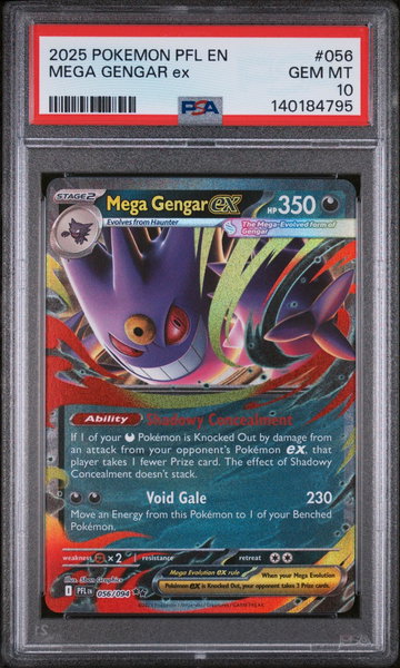 2025 Pokemon Mega Evolution Phantasmal Flames Mega Gengar Ex #056 PSA 10