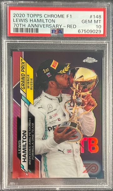 2020 Topps Chrome F1 Lewis Hamilton Red 70th Anniversary Refractor Formula 1 Grand Prix Winner Russia Mercedes #148