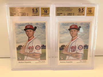 (2) 2016 Topps Archives Snapshots Trea Turner /205 BGS 9.5, Auto 10 Rookie RC