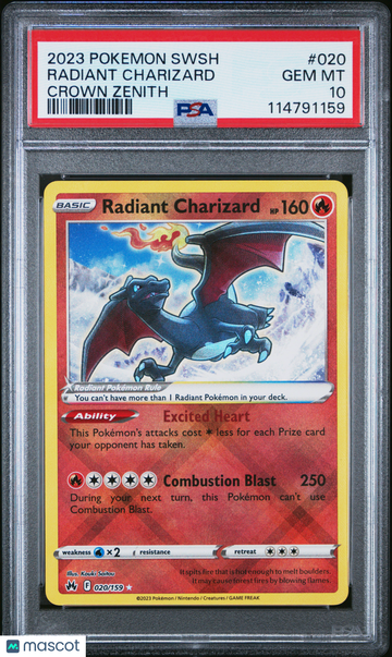 2023 Pokemon Sword And Shield Crown Zenith Radiant Charizard Crown Zenith PSA 10 #020