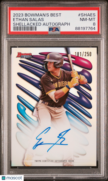 2023 Bowman's Best Shellacked Autographs Ethan Salas #SHAES /250 PSA 8