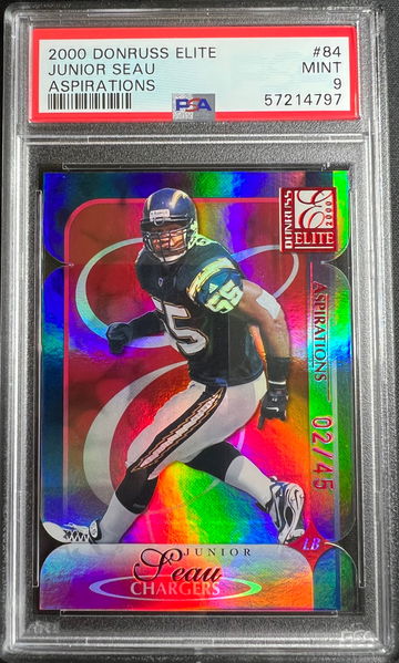 2000 Donruss Elite Junior Seau Aspirations PSA 9 /45 pop 3, 0 higher