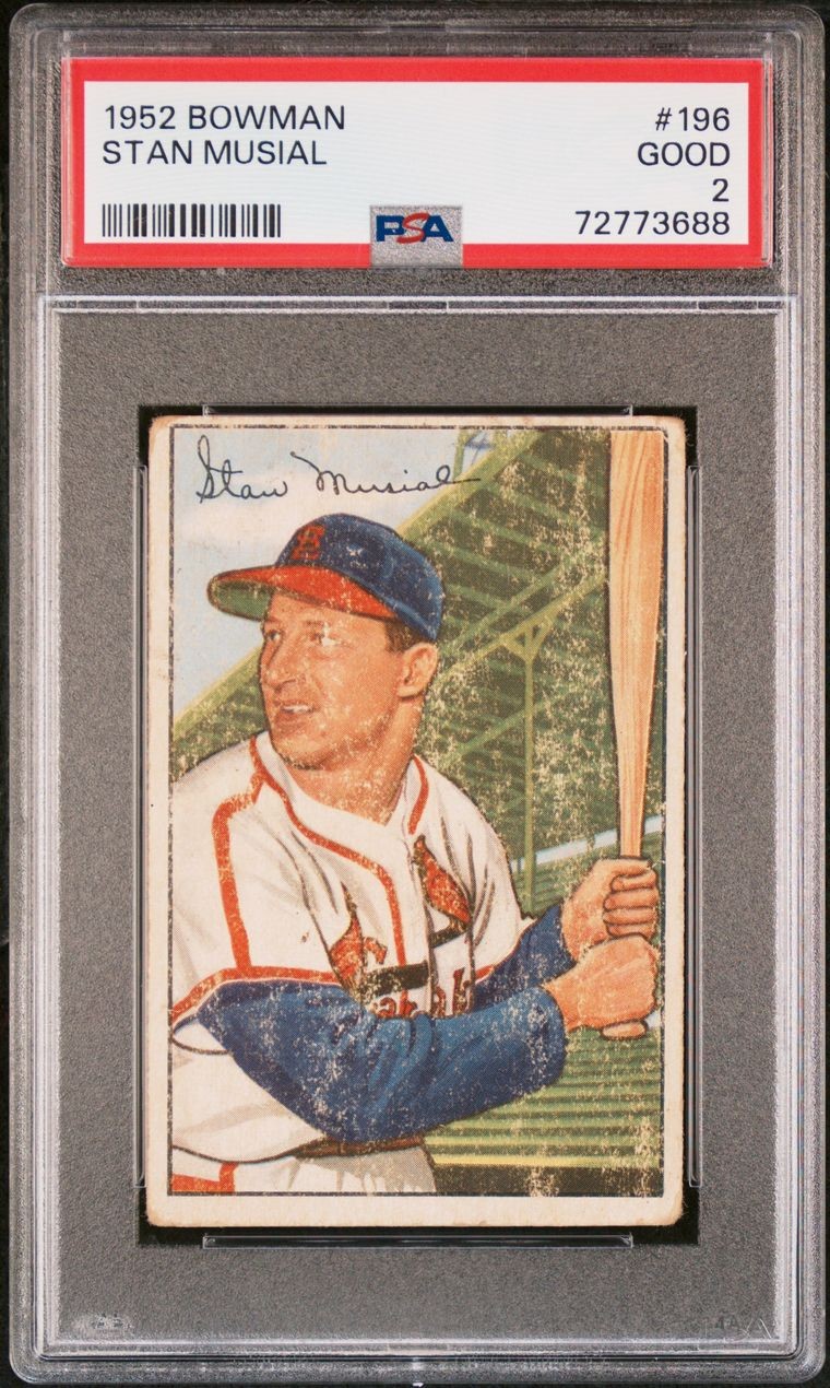 1952 Bowman #196 Stan Musial - PSA 2 - HOF St Louis Cardinals