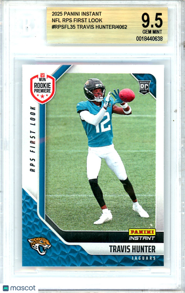 2025 Panini Instant NFL RPS First Look Travis Hunter #RPSFL35 Rookie /4062 BGS 9.5