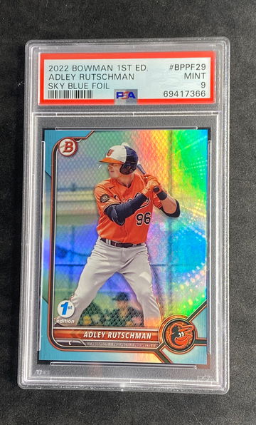 2022 Bowman 1st Edition BPPF29 Adley Rutschman Sky Blue Foil PSA 9