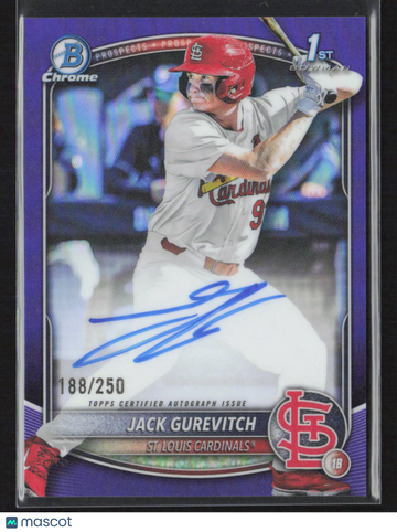 2025 Topps Bowman Chrome Jack Gurevitch #CPA-JG Purple Refractor /250