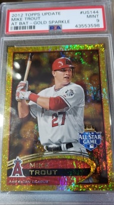 2012 Topps Update Mike Trout At Bat- Gold Sparkle PSA 9