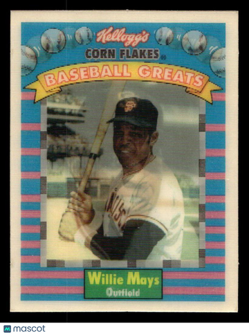 1991 Kellogg's Corn Flakes Baseball Greats Willie Mays #3