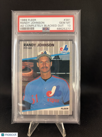 1989 Fleer Randy Johnson Ad Completely Blacked Out PSA 10