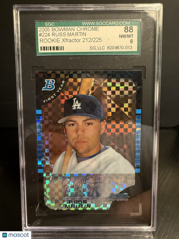2005 Bowman Chrome Russ Martin #224 Xfractor 225 SGC 8