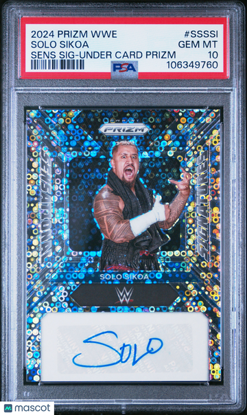 2024 Panini Prizm WWE Sensational Signatures Solo Sikoa #SS-SSI Under Card PSA 10