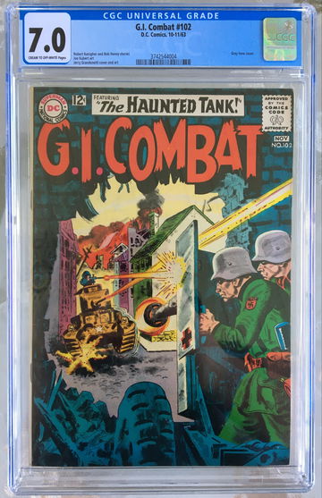 G.I. Combat #102 (1963) CGC 7.0 -- Grey tone cover; Joe Kubert art; Kanigher
