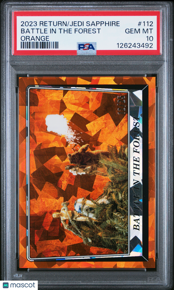 2023 Topps Chrome Sapphire Star Wars Return Of The Jedi Battle In The Forest #112 Orange PSA 10