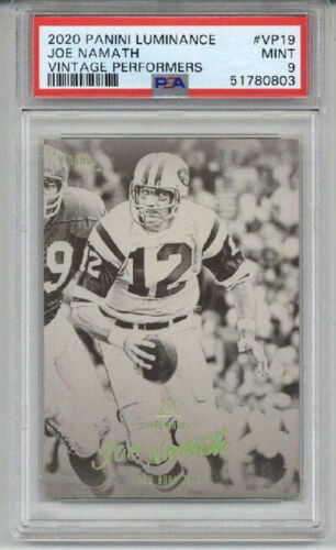 2020 PANINI LUMINANCE VINTAGE PERFORMERS VP19 JOE NAMATH CARD JETS PSA 9 LOW POP